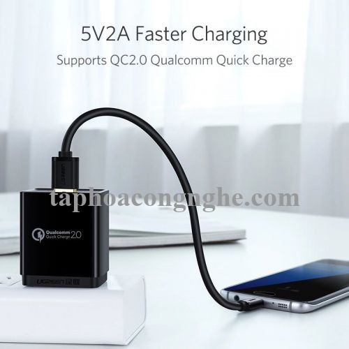 Ugreen 10839 3M màu Đen Cáp sạc truyền dữ liệu USB 2.0 sang MICRO USB lõi đồng US125 30010839